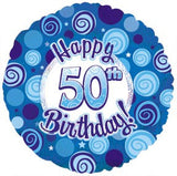 Blue Happy 50th Birthday for Men Balloon