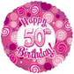 Pink Happy 50th Birthday Foil balloon with Helium