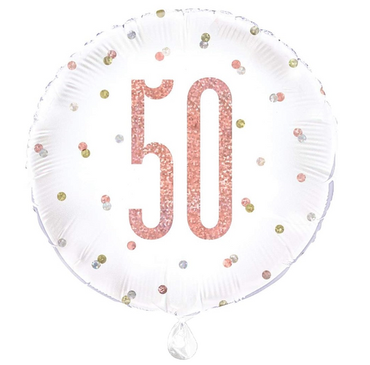 Rose Gold Glitz Age 50 Birthday Balloon