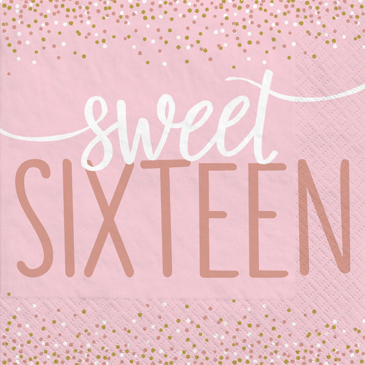 Sweet Sixteen Pink Birthday Party Luncheon Napkins 16 Pack