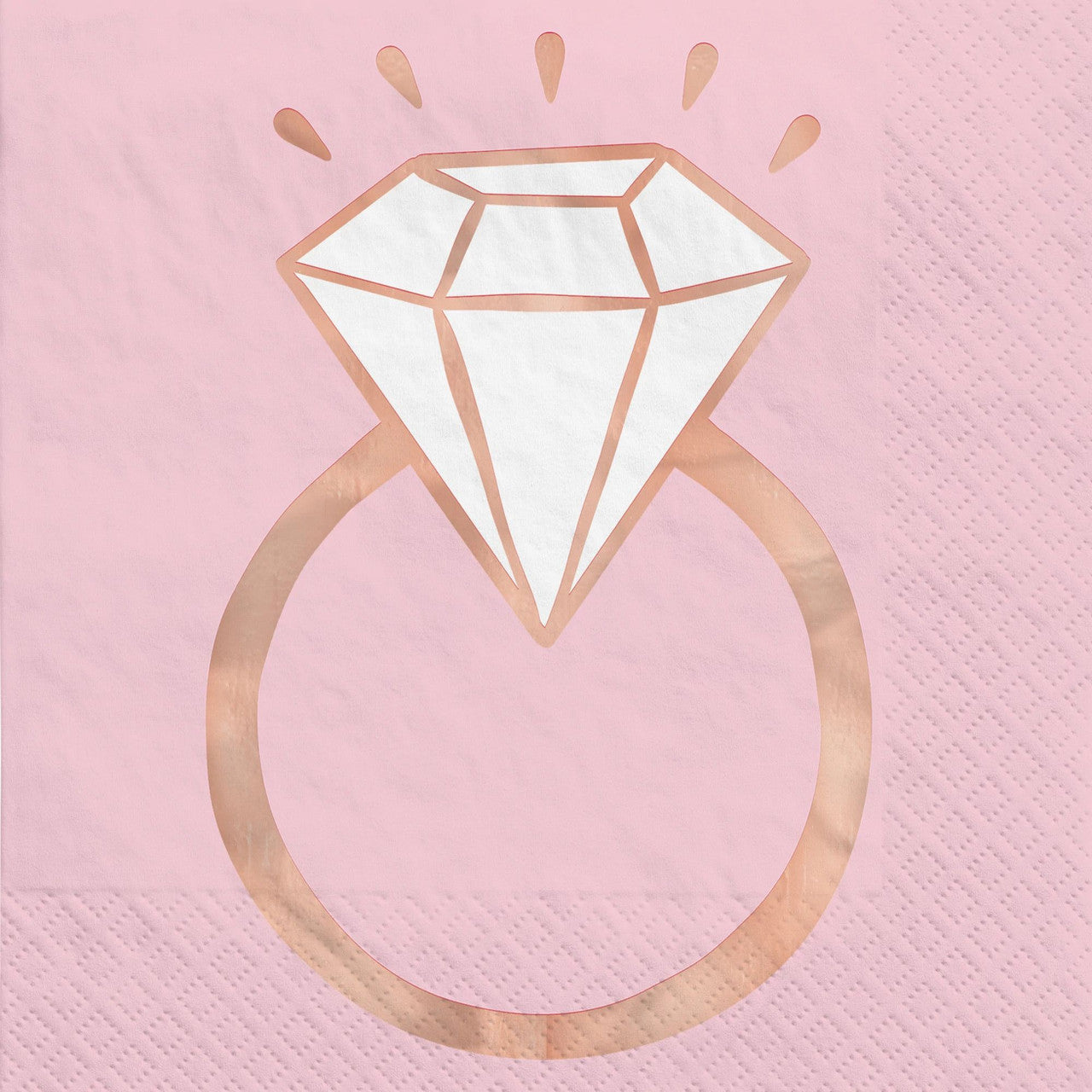 Light Pink Rose Gold Wedding Ring Shower Napkins 16 Pack