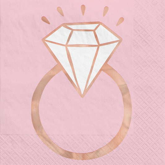Light Pink Rose Gold Wedding Ring Shower Napkins 16 Pack