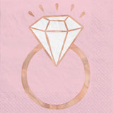 Light Pink Rose Gold Wedding Ring Shower Napkins 16 Pack