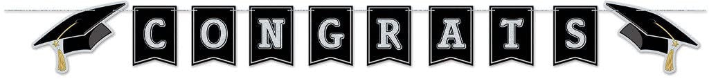 Silver & Black Congrats Grad Banner