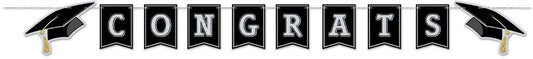 Silver & Black Congrats Grad Banner