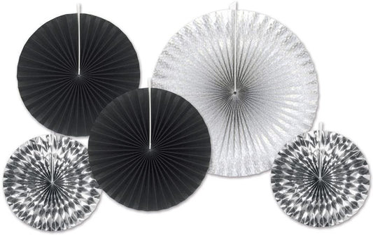 Silver & Black Hanging Decoration Fans