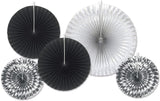 Silver & Black Hanging Decoration Fans