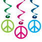 Peace Sign Whirls Hanging Decoration Metallic Hippie 1960's Party Swirl 12 Pack