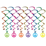 Metallic Peace Signs Hanging Decorations