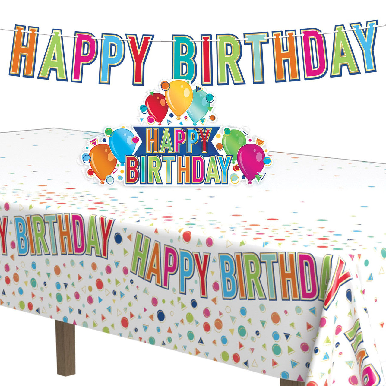 Happy Birthday Party Table Cover Tablecloth 54" x 108"