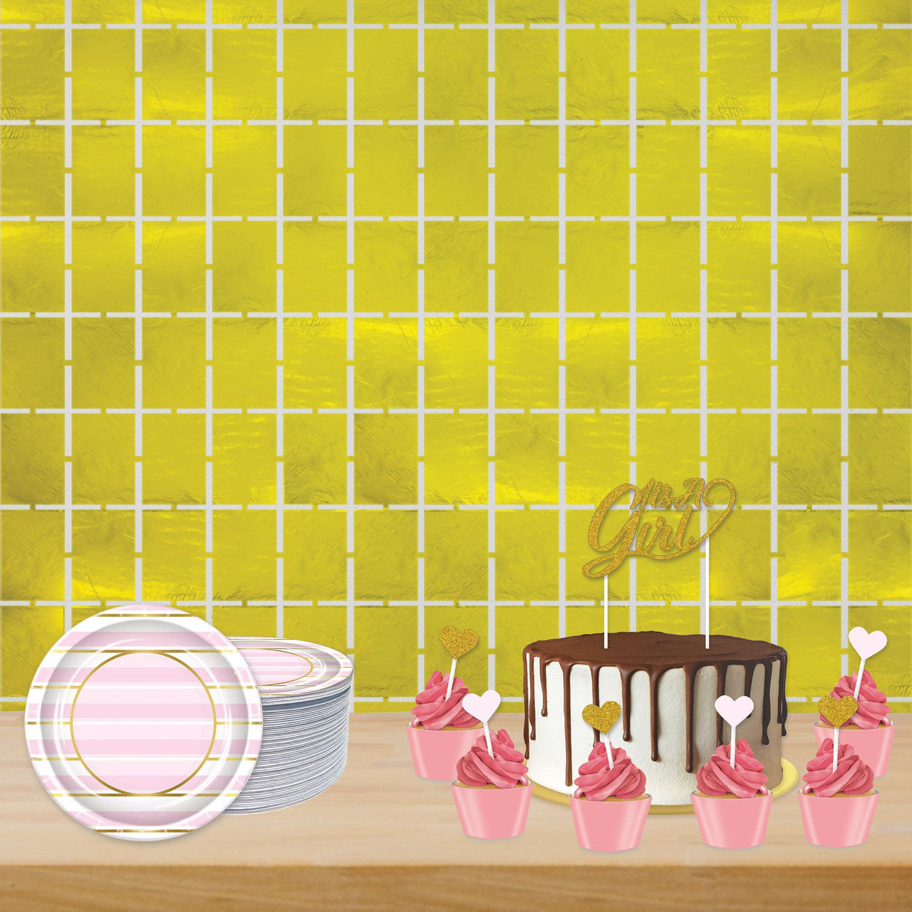 Metallic Square Gold Curtain Decorative Party Wall Curtain 6.5'