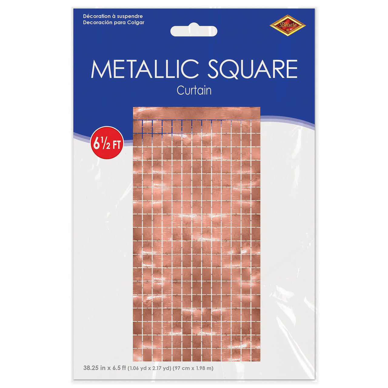 Metallic Square Rose Gold Curtain Decorative Party Wall Curtain 6.5'