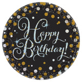 Sparkling Celebration Round Happy Birthday Dinner Plates