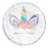 Iridescent Unicorn 7" Paper Plates for party