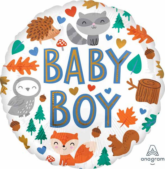 Baby Boy Woodland Fun 18" Round Foil Balloon