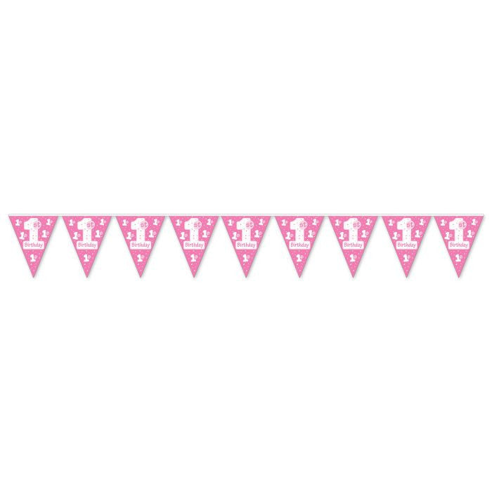 Pink 1st Birthday Banner