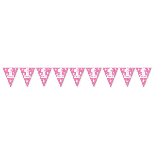 Pink 1st Birthday Banner