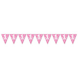 Pink 1st Birthday Banner