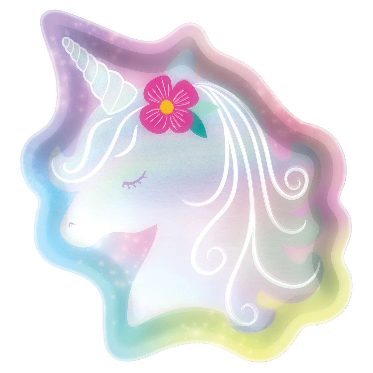 Iridescent Unicorn Shaped 7" Paper Plates for party