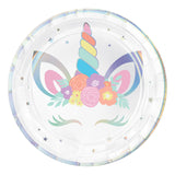 Iridescent Unicorn 9" Paper Plates for party