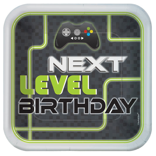 Next Level Birthday Gaming Party Square Dinner Plates