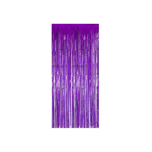 Purple Foil Tinsel Fringe Curtain Party Decor Photo Backdrop 8' x 3'