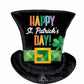 Supershape Top Hat Clover Happy St. Patrick's Day Foil Balloon