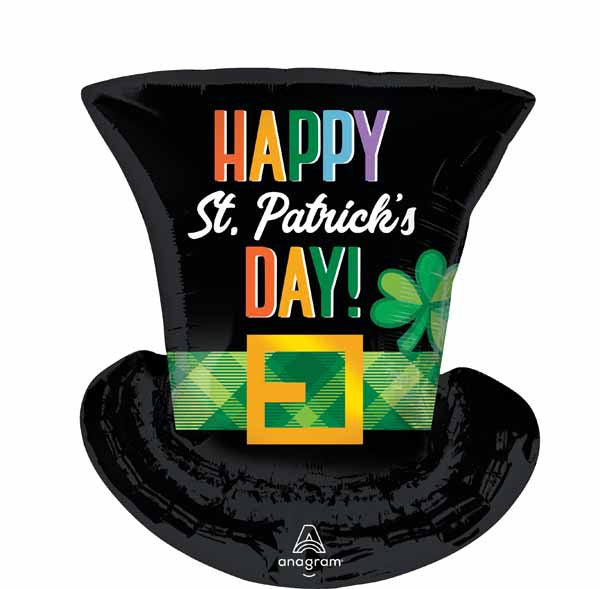 Supershape Top Hat Clover Happy St. Patrick's Day Foil Balloon