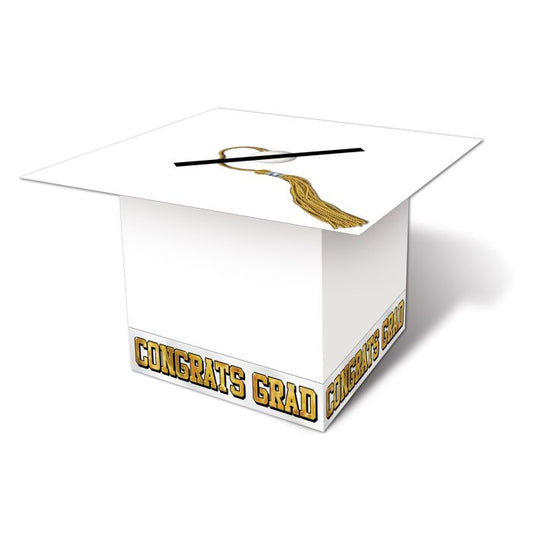 white grad cap receiving card box