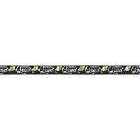 Stars & Caps Graduation Foil Fringe Banner 12 ft