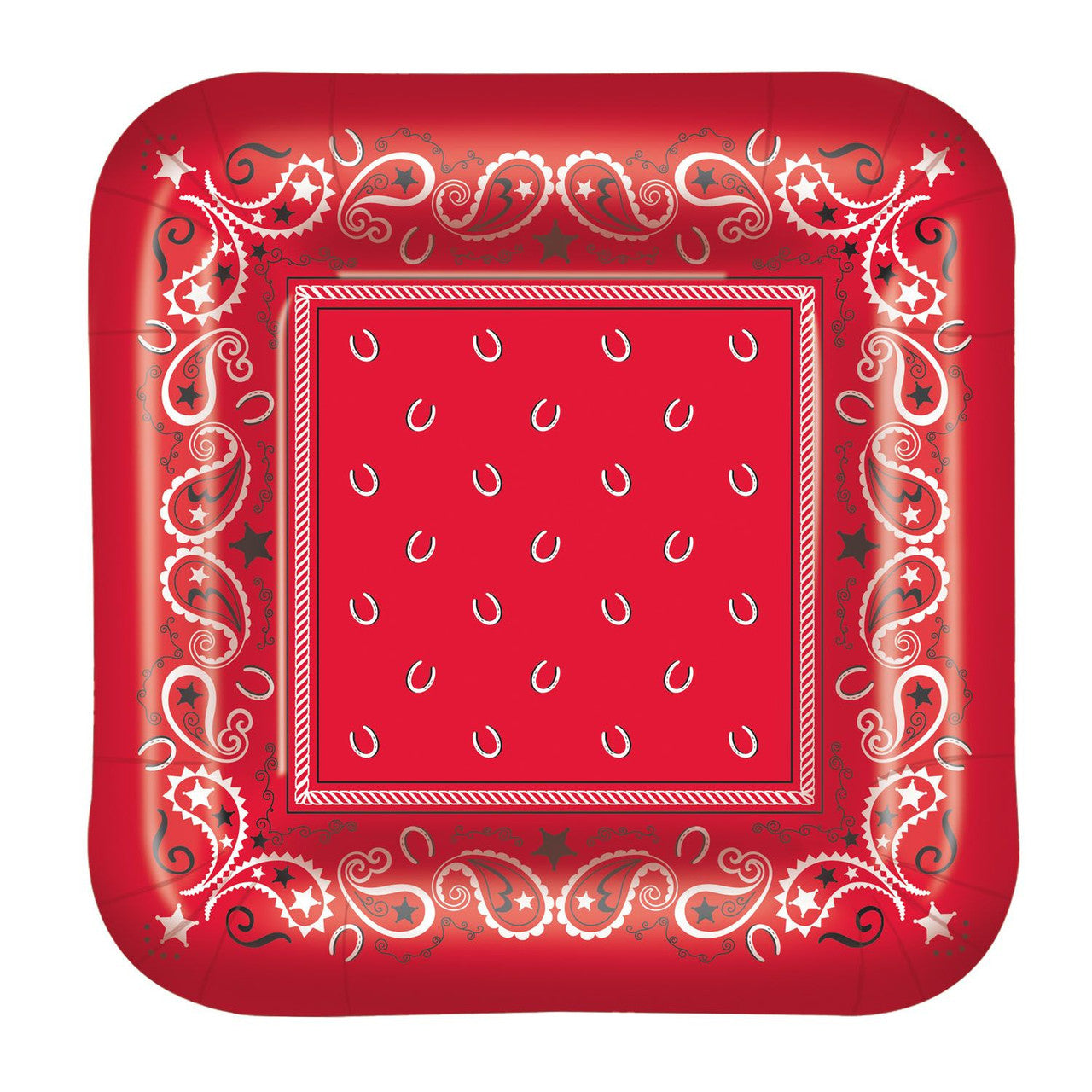 Red Bandana Square Shaped Dinner Plates