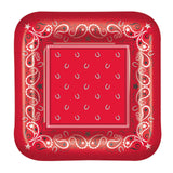 Red Bandana Square Shaped Dinner Plates