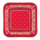 Red Bandana Square Shaped Dessert Plates