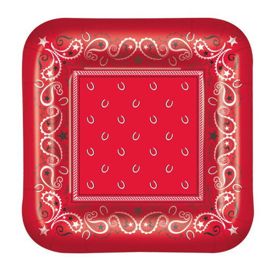 Red Bandana Square Shaped Dessert Plates