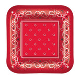 Red Bandana Square Shaped Dessert Plates