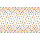 Table covere with Pokemon  cartoon character pattern on a white background
