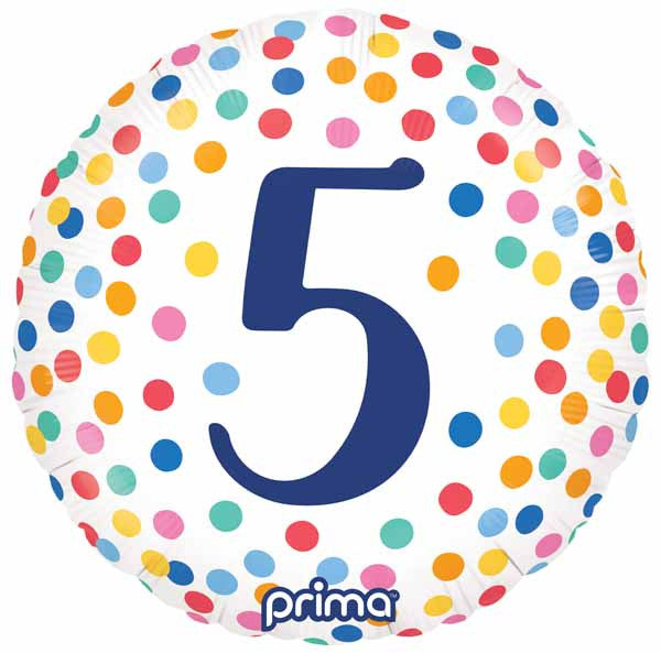 Prima Confetti "5" 18" Round Foil Balloon