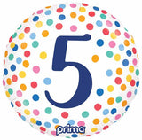 Prima Confetti "5" 18" Round Foil Balloon