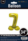 34" Gold Standing Number 7 Balloon Air-Fill ONLY