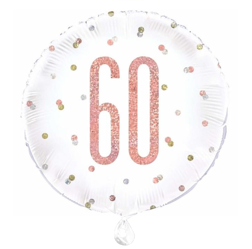 Rose Gold Glitz Age 60 Birthday Balloon