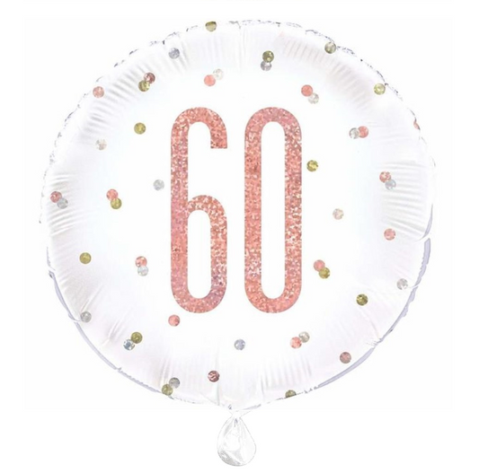 Rose Gold Glitz Age 60 Birthday Balloon
