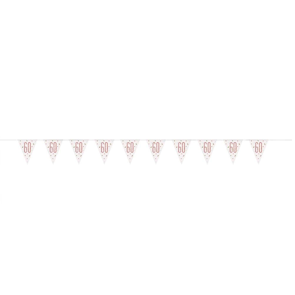 Number 60 Plastic Pennant Banner 9' Prismatic Rose gold