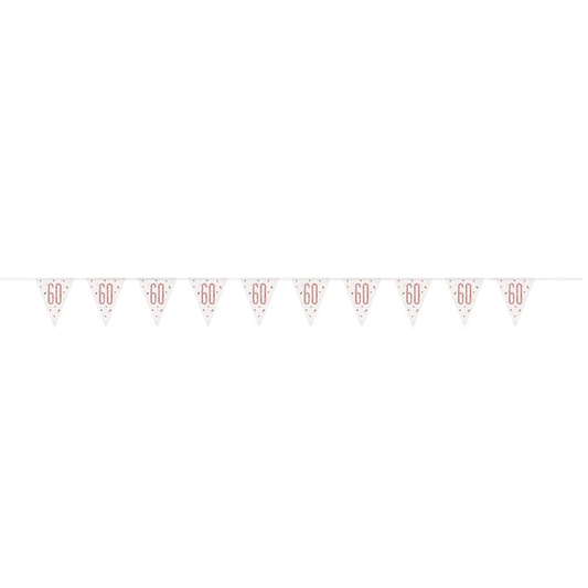 Number 60 Plastic Pennant Banner 9' Prismatic Rose gold