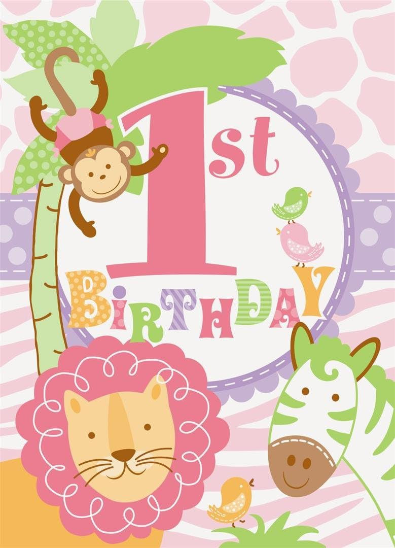 Baby first birthday invitation jungle theme