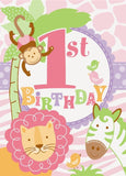 Baby first birthday invitation jungle theme