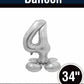 34" Silver Standing Number 4 Balloon Air-Fill ONLY