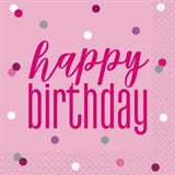 Birthday Pink Glitz Happy Birthday Beverage Napkins  16ct
