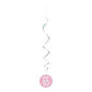 6 Pink & Silver Hanging Swirls 32L 65"