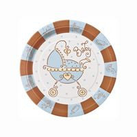 Baby Joy Blue Round 9 Dinner Plates  8ct"