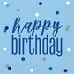 Birthday Blue Glitz Happy Birthday Beverage Napkins  16ct